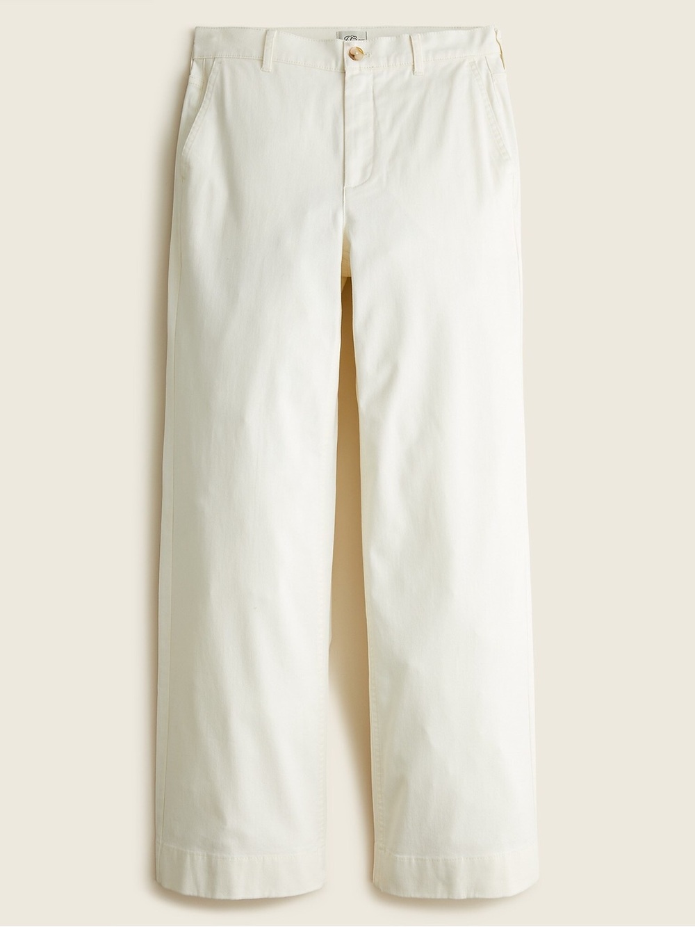 J. Crew Women’s Wide Leg Chino Trouser Pants Size 33 Cream Off White Preppy - Picture 1 of 7